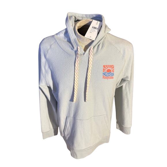 Rhythm Hoodie Sweatshirt XXL Light Blue Sun & Wave Graphic Cotton Blend - Picture 1 of 5